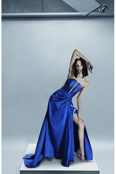 bağcık ve cut out detaylı couture elbise, bağcık ve cut out detaylı couture elbise